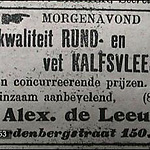 Advertentie slagerij Alex de Leeuw ca. 1920